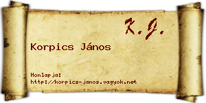 Korpics János névjegykártya