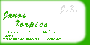 janos korpics business card